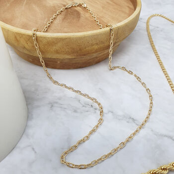 18ct Gold Plated Dainty Paperclip Chain Necklace, 2 of 3