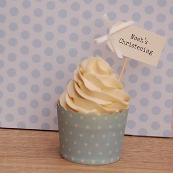 Set Of Ten Personalised Christening Cupcake Toppers, 3 of 5