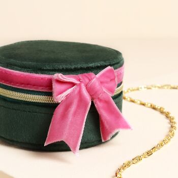 Velvet Bow Mini Round Jewellery Case, 8 of 10