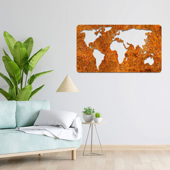 Metal World Map Wall Decor With Continents Design, 5 of 11
