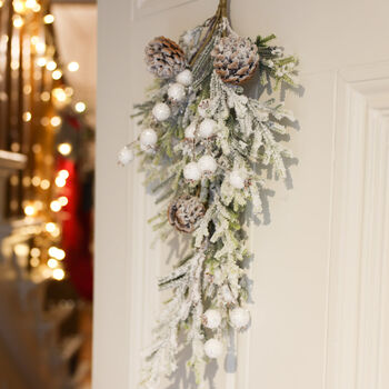 Frosted Snowdrops Christmas Swag Decoration, 3 of 6