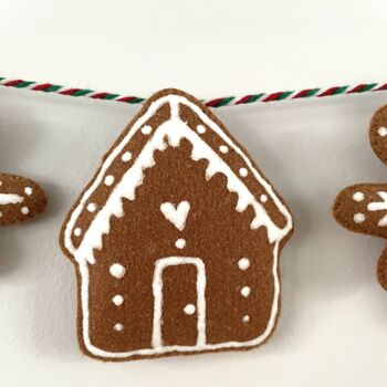 Handmade Gingerbread House Christmas Felt Garland, 4 of 5