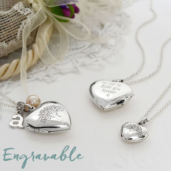 Sterling Silver Tree Heart Locket Necklace, 2 of 9