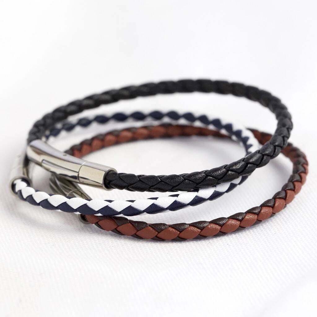 Men's Slim Woven Leather Bracelet By Lisa Angel | notonthehighstreet.com