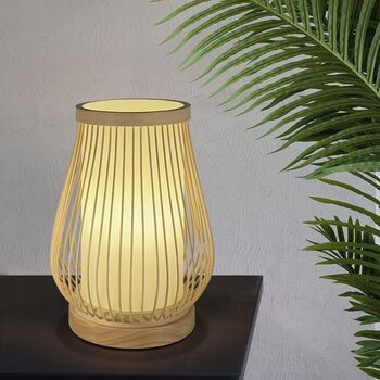 Bamboo Lampshade With Wooden Based Table Lamp, 6 of 6