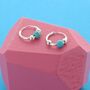 Bali Hoops With Turquoise Bead, thumbnail 1 of 2