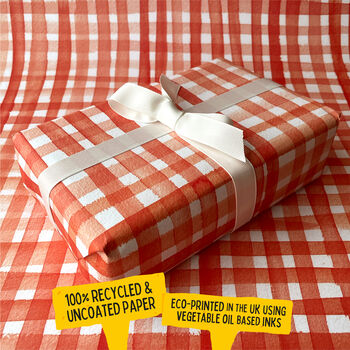 Gingham Recycled Wrapping Paper And Plantable Tag Set, 2 of 8