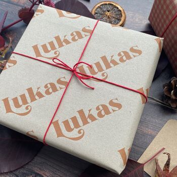 Retro Christmas Personalised Name Wrapping Paper Set, 3 of 10