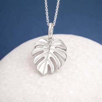 Personalised Sterling Silver Monstera Leaf Pendant Necklace, 4 of 10