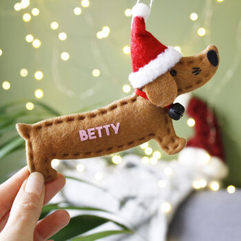 Personalised Dachshund Sausage Dog Christmas Decoration, 4 of 8