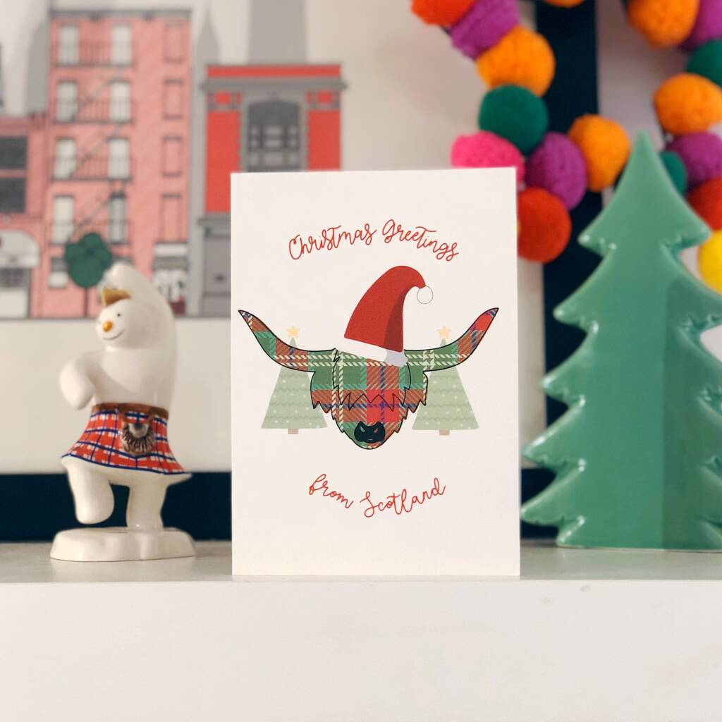 Charity Christmas Card Scotland Highland Cow By Xoxo Designs by Ruth