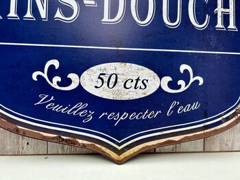 Large 51cm Blue French “Bain Douches” Bath Shower Metal Sign, 8 of 8