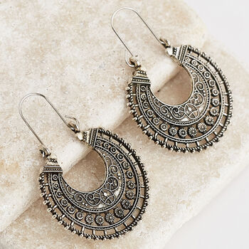 Oxidised Look Round Boho Drop Earrings, 3 of 3