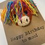 Rainbow Highland Cow Crochet Birthday Card Handmade Moo, thumbnail 2 of 11