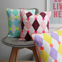 Bright Harlequin Screen Printed Cushion, thumbnail 9 of 11