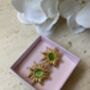 Gold Sun Green Stud Earrings, thumbnail 2 of 6