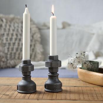 Pair Of Industrial Style Candle Holders, 2 of 5