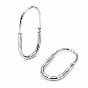 Oval Hoop Minimalist Sterling Silver Earrings, 3 of 7