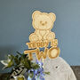 Teddy Bear Cake Topper Age Two Childrens Birthday, thumbnail 3 of 4