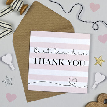 Candy Stripe Thank You Best Teacher Card, 2 of 5