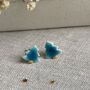 Tiny Turquoise Christmas Tree Ceramic Earrings, thumbnail 8 of 10