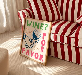 Wine Por Favor Wall Art Print Kitchen Disco, 3 of 11