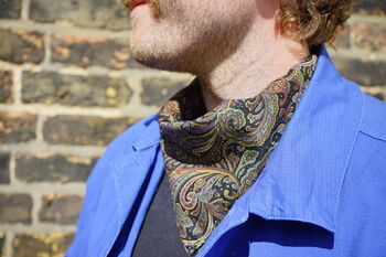 Mens Black Mixed Paisley Print Neckerchief, 6 of 12