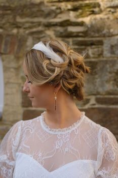 Ivory Bridal Feather And Crystal Headband 'Marina', 3 of 11
