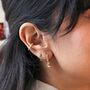 Green Crystal Huggie Hoop Earrings In Gold Plating, thumbnail 5 of 6