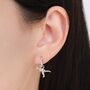 Sterling Silver Mismatched T Rex And Triceratops Hoop Earrings, thumbnail 6 of 12