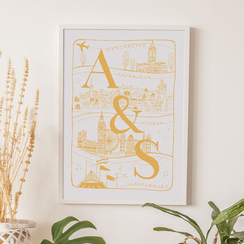 Personalised Couple's Initials Illustrated Travel Print, 5 of 10