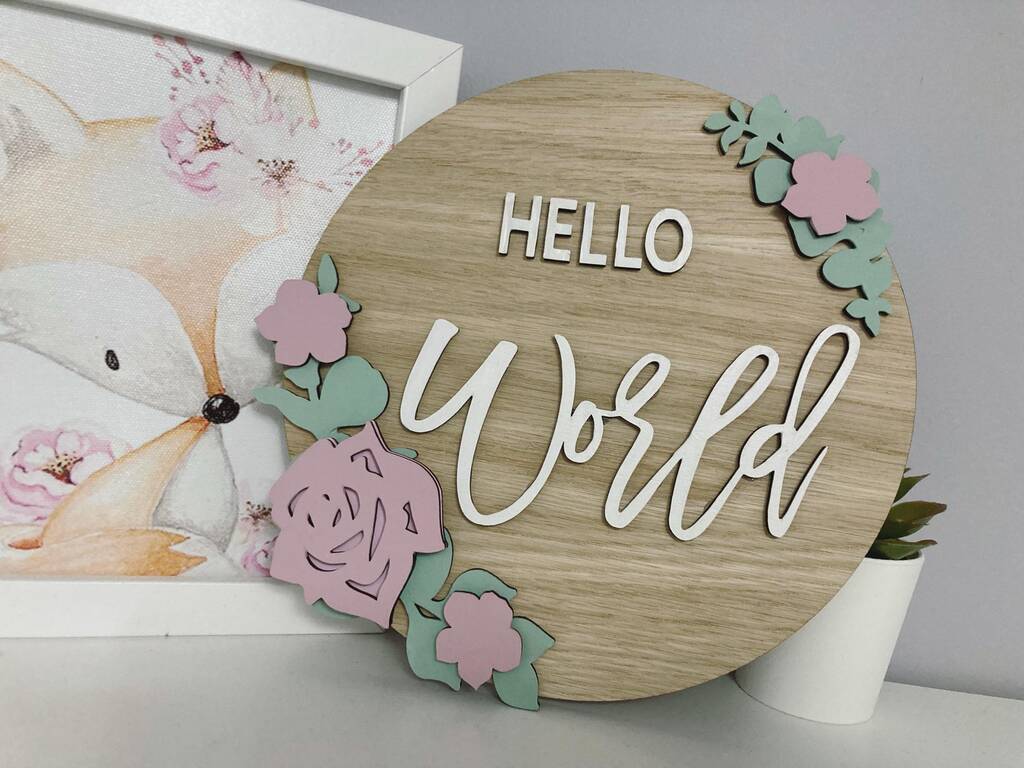 Hello World New Baby Sign By My Sophie Sparkles