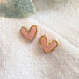 Coral Polymer Clay Heart Studs, thumbnail 2 of 5