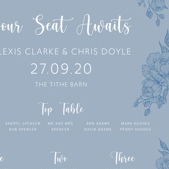 Dusty Blue Table Plan With Flowers, 3 of 4