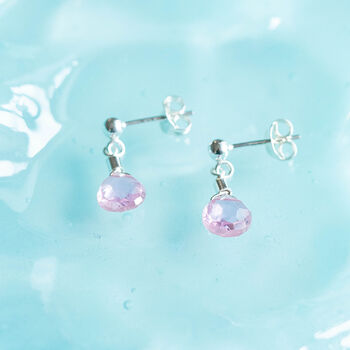 Pink Zircon Drop Stud Earrings Second Light Collection, 4 of 4