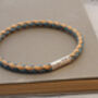 Personalised Sterling Silver Cork Bracelet Natural/Blue, thumbnail 2 of 8