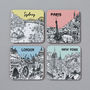 Set Of Four City Illustration Coasters, thumbnail 2 of 3
