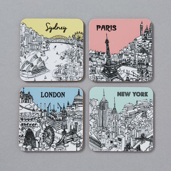 Set Of Four City Illustration Coasters, 2 of 3