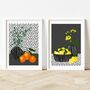 Oranges And Lemons Against A Spotty Background, thumbnail 3 of 12