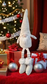 Personalised Christmas Gnome Striped Hat And Wooden Heart, 5 of 5