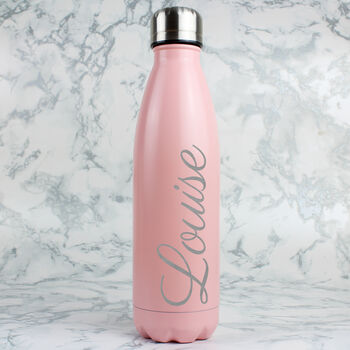 Personalised Pink Metal Insulated Drinks Bottle, 5 of 6