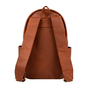 Personalised Brown Leather Backpack With Side Pockets, 8 of 12