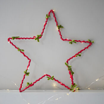 Velvet Bow Star Light, Handmade Christmas Decoration, 2 of 6