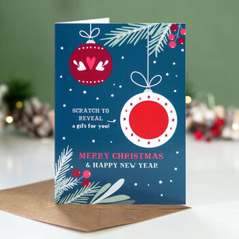 Bauble Scratch Off Surprise Gift Christmas Card, 4 of 5