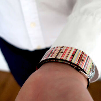 'Stripe' Leather Smartwatch Strap; Handmade Watch Band, 5 of 9