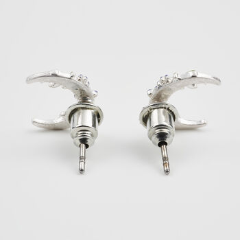 Silver Nightshade Moon Stud Earrings, 4 of 7