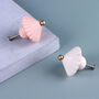G Decor Belle Ombrelle Ceramic Door Knob In Soft Cream And Pastel Pink With Brass Finish, thumbnail 2 of 5
