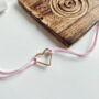 Pink String Hollow Heart Charm Bracelet, thumbnail 3 of 4