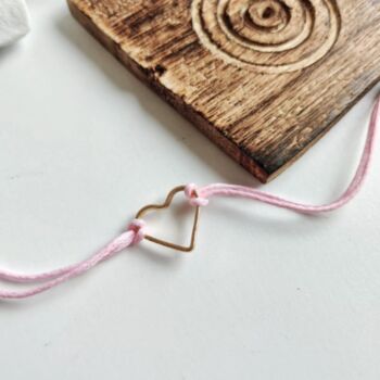 Pink String Hollow Heart Charm Bracelet, 3 of 4