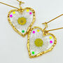 Heart Earrings With Daisies In Gold Or Silver, thumbnail 1 of 11